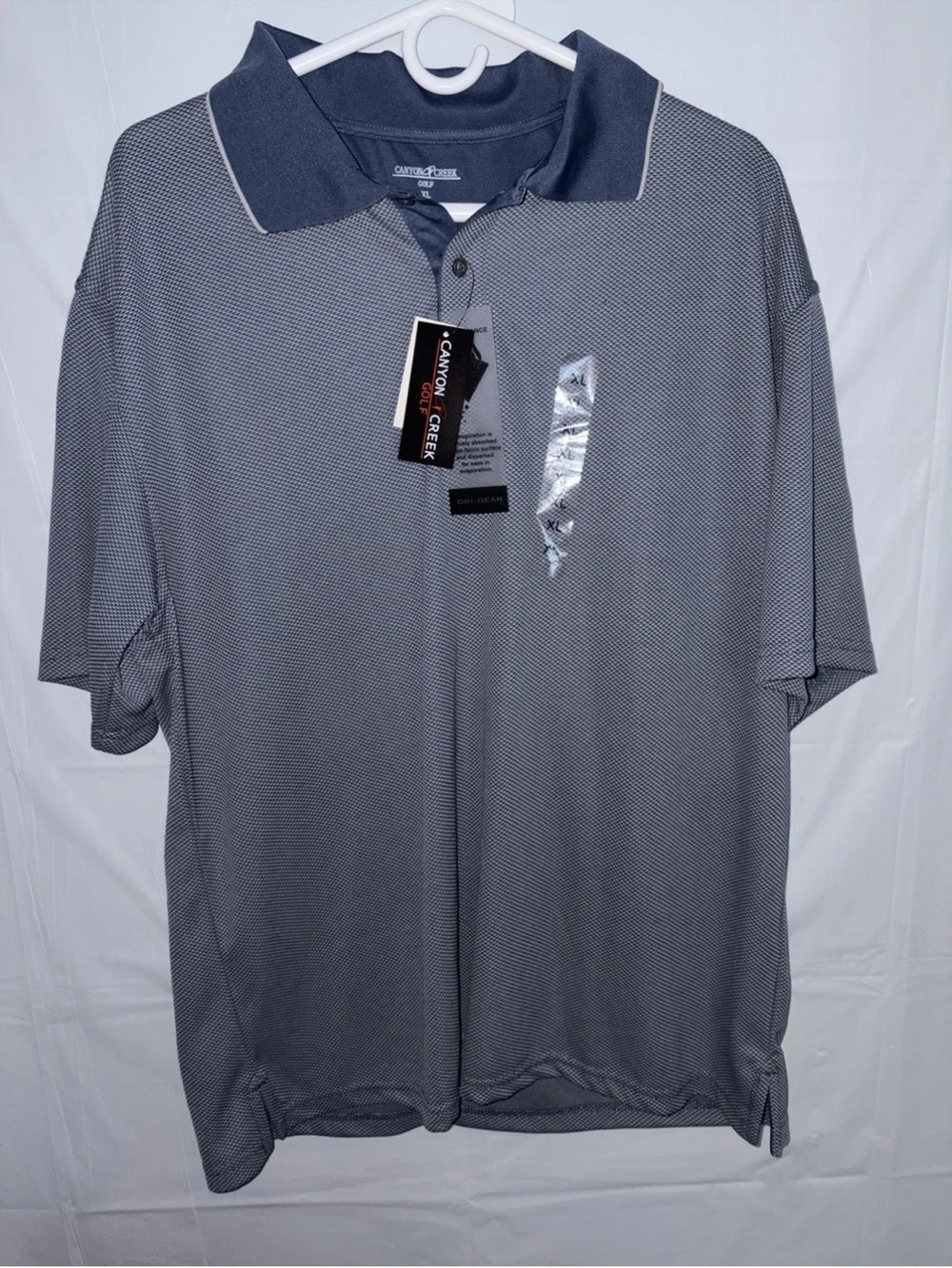 Canyon & Creek Men's Short-Sleeve Gray Polo with Contrast Navy Collar